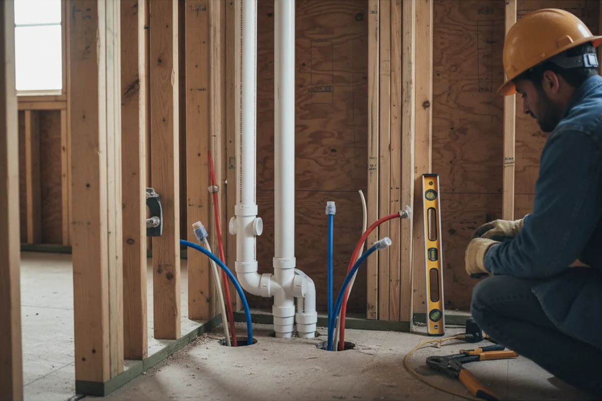 Drain and supply rough-in during Drain Cleaning in Danbury